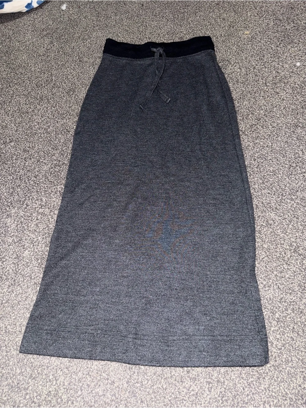 Vintage GAP Girls Gray Maxi Skirt Large Drawstring Stretch Knit Casual Retro Y2K